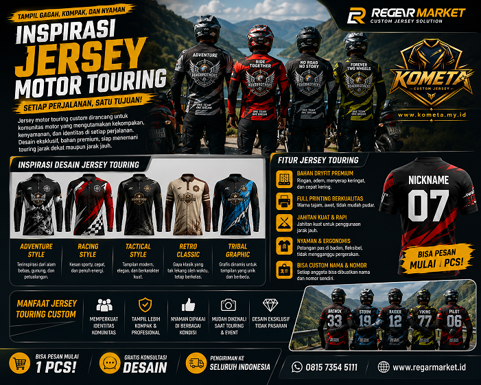 Inspirasi Jersey Motor Touring: Tampil Gagah, Kompak, dan Nyaman di Setiap Perjalanan