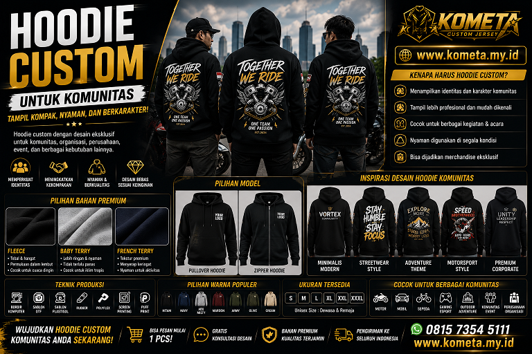 Hoodie Custom untuk Komunitas: Tampil Kompak, Stylish, dan Lebih Berkarakter